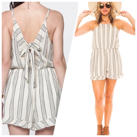 Everly Pants - Everly Striped Bow Back Romper